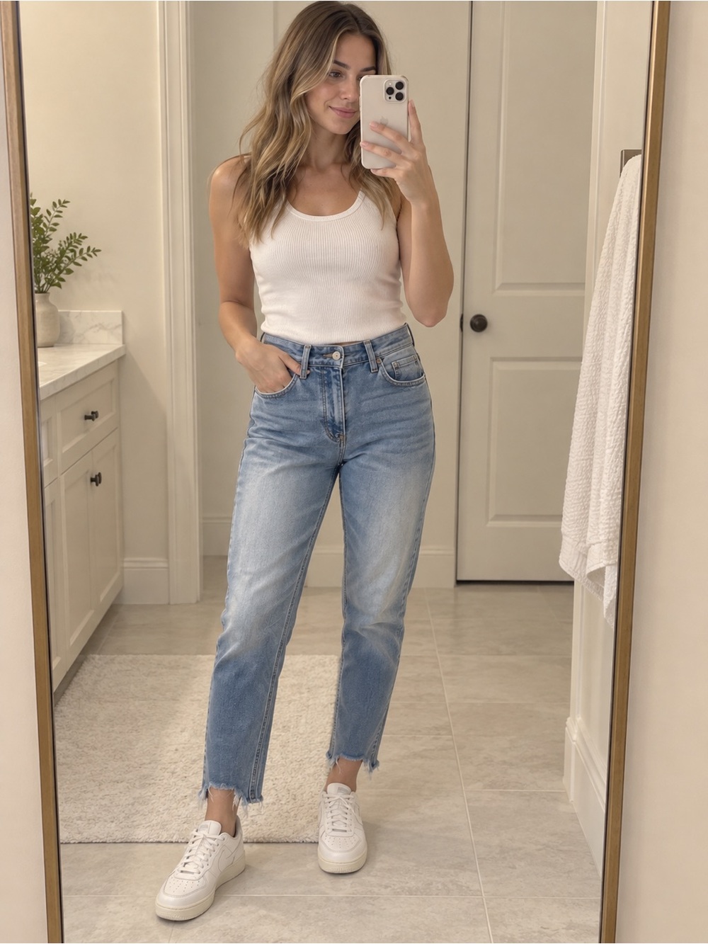 Light Blue High-Rise Straight Jeans KanCan size 13/30 distressed ankle